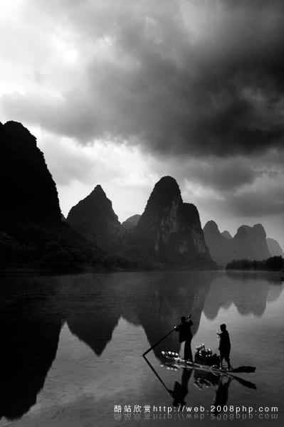 中国桂林山水黑白效果风光风景摄影欣赏