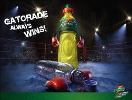 老外Gatorade功能饮料人性化创意广告设计--会打拳击与跑步的饮料罐子瓶子