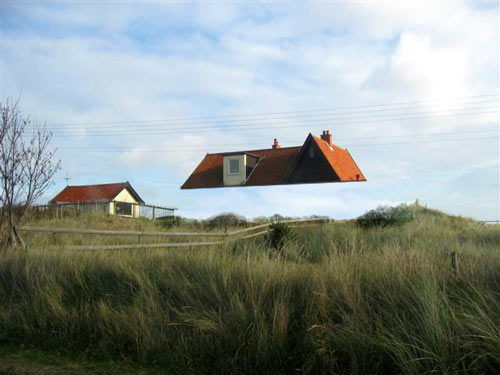 英格兰海岸-一个浮顶的概念后沙丘老式建筑房屋别墅