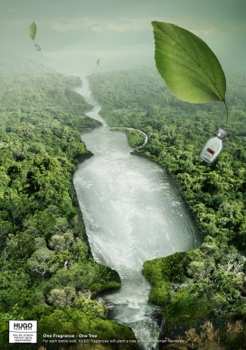 美国Hugo - One Fragrance, One Tree亚马逊矿泉水创意平面广告
