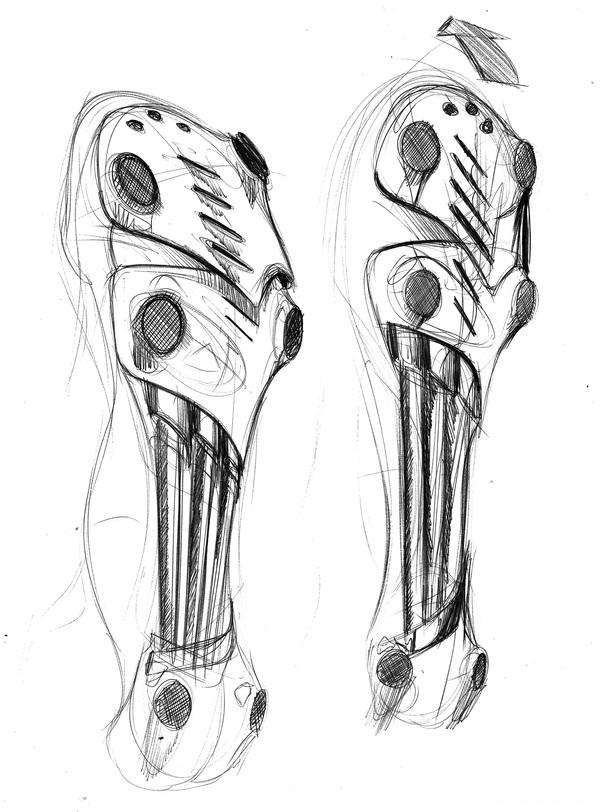 阿迪达斯biomecanik概念足球鞋手绘稿子草图
