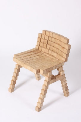 荷兰设计师埃里克-像素方块材料木椅子