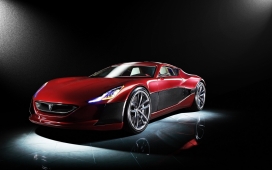 高清晰红色经典rimac概念汽车