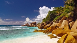 高清晰塞舌尔群岛一角自然风景壁纸