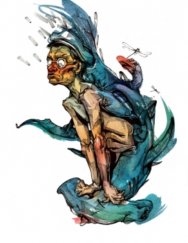 老渔翁的故事-俄罗斯瑟克特夫卡尔Viktor Miller-Gausa插画师作品
