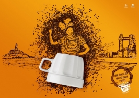 Pingada咖啡杯平面广告