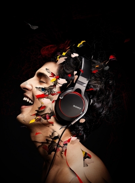 声音的艺术-Sony MDR耳机人像插画-意大利斯库索港Alberto Seveso时尚插画师作品