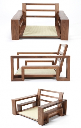 日本传统核桃硬木YUGO休闲椅-西方美学文化