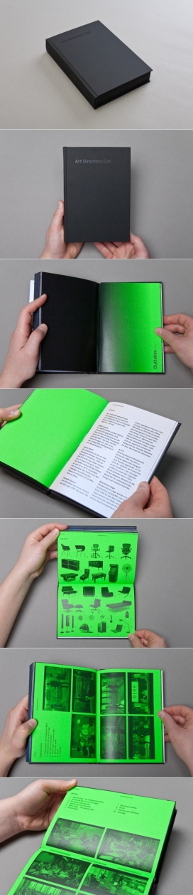 电影艺术导演剪辑的平面设计宣传册-15至340页，精装缝装订，内页材料采用黑色切割绿色霓虹灯闪光纸