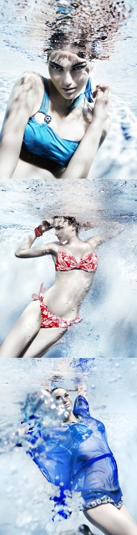 时尚美诱泳衣水下广告摄影