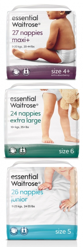 一系列新的尿布包装设计-每个大小尺寸有微妙暗示宝宝的年龄
