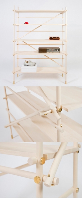 木制搁架单元-韩国设计师Lee Sanghyeok作品-看起来像脚手架
