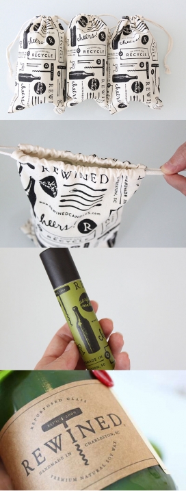 Rewind拉绳袋蜡烛包装-一个伟大的重复使用产品方式