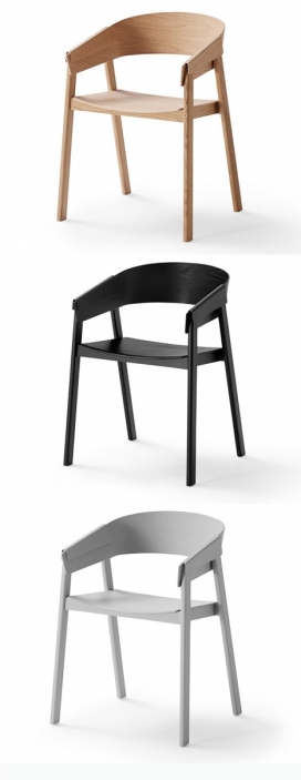 胶合板折叠扶手椅-哥本哈根设计师Thomas Bentzen为家具品牌Muuto打造的作品，整条椅子没有任何金属部件，相反，它是通过弯曲薄板扶手一起锁定