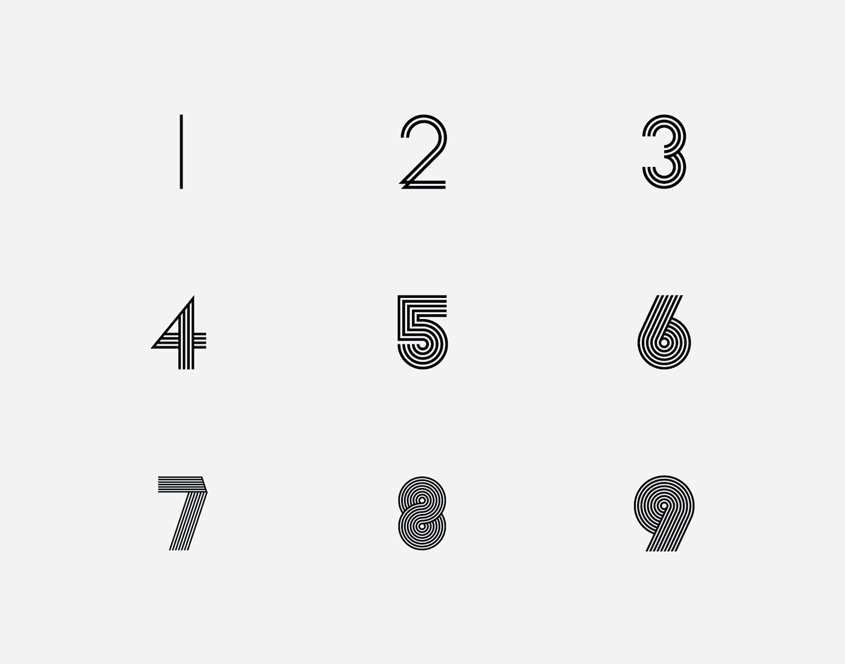 numbers & lines-线条重叠字体设计