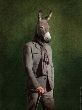 兽面人-剧院戏剧海报设计-利用动物头对人体的概念联通