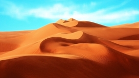 清澈的蓝色天空-沙漠山