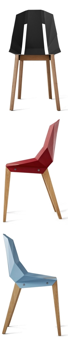 DIAGO对角线椅子-2毫米的铝板，数控切割成型，手工完成粉末涂层-灵感来自日本折纸的影响