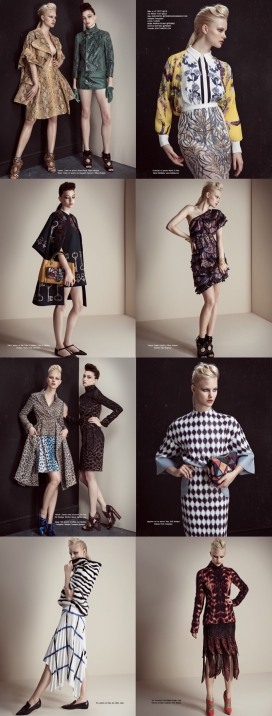 新时尚故事-汉娜和尼科尔-LOfficiel希腊封面-拼凑印花特色风格时尚时装秀