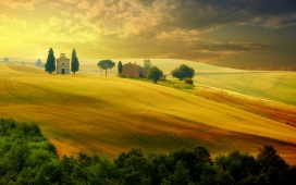 意大利托斯卡纳唯美绿黄美景壁纸下载