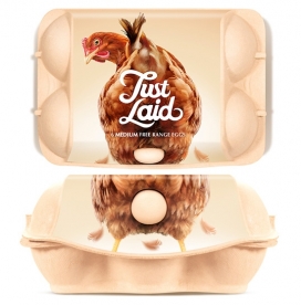 Just Laid-俏皮漫画鸡蛋包装设计-强调本地产卵到消费者的利益