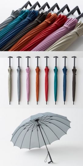 双管齐下手柄的雨伞-黑色圆柱状手柄，织物涂覆，以减少90％的紫外线量，屏蔽有害的太阳光以及雨水