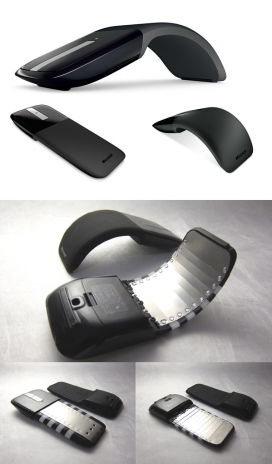微软Arc触摸弯曲折叠弧形鼠标-设计符合人体工程学大方，舒适的鼠标完全扁平化旅行和储存