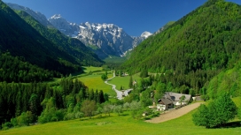 美丽的绿色高山峡谷春