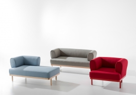 B&V蓬松的沙发设计-每一组都有曲线玲珑，圆润的手臂，采用不同织物，皮革，拉链组合