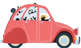 En voiture ! (éditions Larousse)汽车卡通插画设计