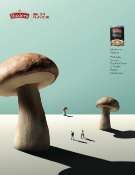 大的味道-Baxters牛肝菌蘑菇奶油汤食物平面广告
