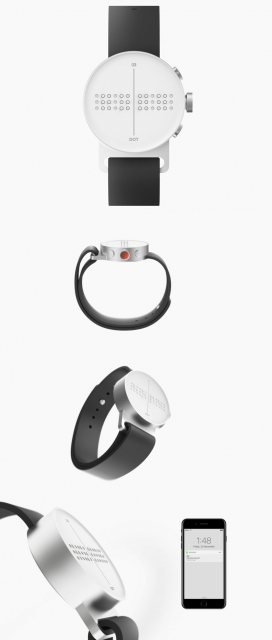 铝外壳设计的手表-一种聪明的手表，有一个用来显示视力受损的显示器