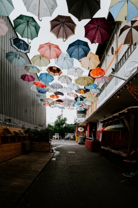 街道上空的雨伞群