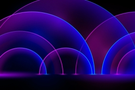 蓝紫色圆形霓虹灯背景墙