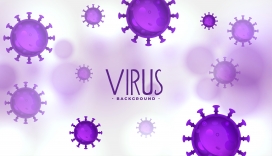 紫色新冠病毒感染细菌概念素材