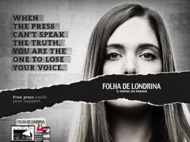 当新闻界说不出真相时，您就是失去声音的人-Folha de Londrina媒体广告