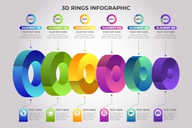 五彩三维环信息图表模板