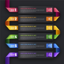 多彩渐变的对折信息数字图表素材下载