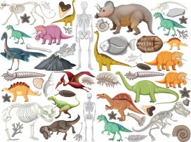卡通恐龙动物化石素材下载