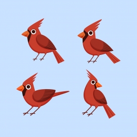 红色啄木鸟插画图素材下载