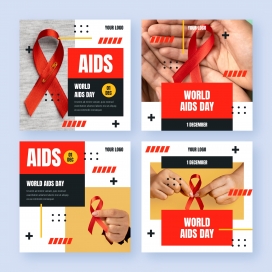 红色艾滋病日海报素材下载
