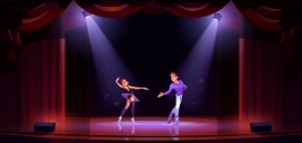 卡通舞台芭蕾舞表演素材下载