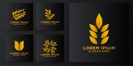 金色麦穗简洁logo素材下载