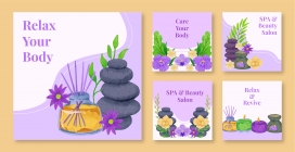 卡通紫色水疗SPA海报素材下载