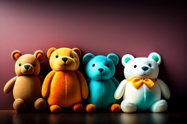 可爱的四个熊娃娃