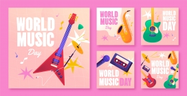 卡通世界音乐日庆祝活动海报素材下载