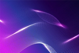 紫色流动曲线粒子科技背景