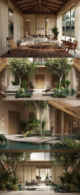 宁静的水上庭院-现代田园风格的巴哈马住宅