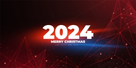 红色菱形背景中的2024跨年字