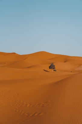 蓝天下的黄泥巴沙漠